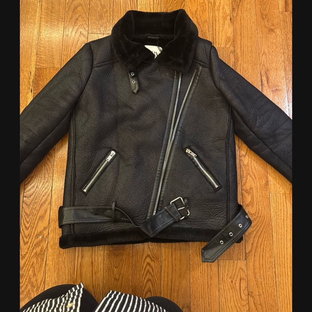 Zara Black Faux Leather Jacket